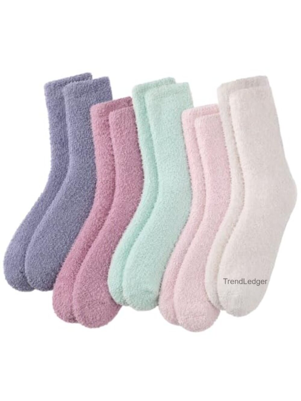 Fuzzy Fleece Slipper Socks Cozy Warm Plush Sleeping Socks 5 Pairs